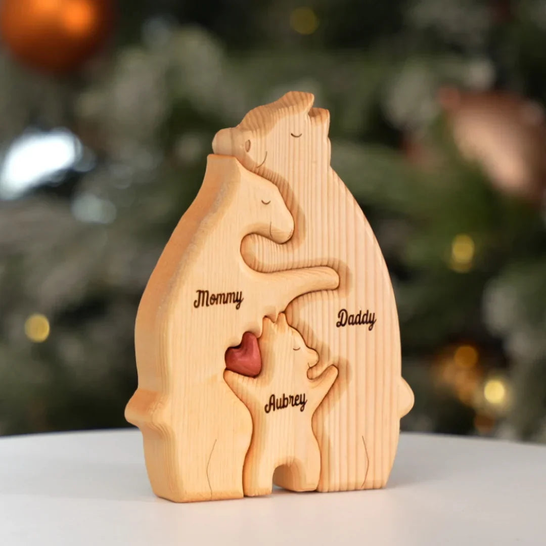 Personalisierte familiäre Holz-Bär-Puzzle 